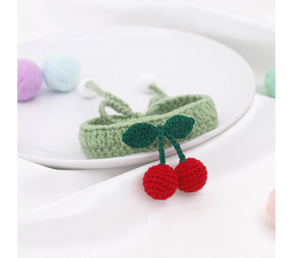 Handmade Cherry Crochet Cat/Dog Collar 