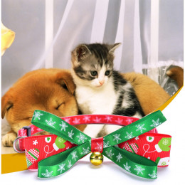 Christmas Series Pet Collar New Bells Bow Tie 