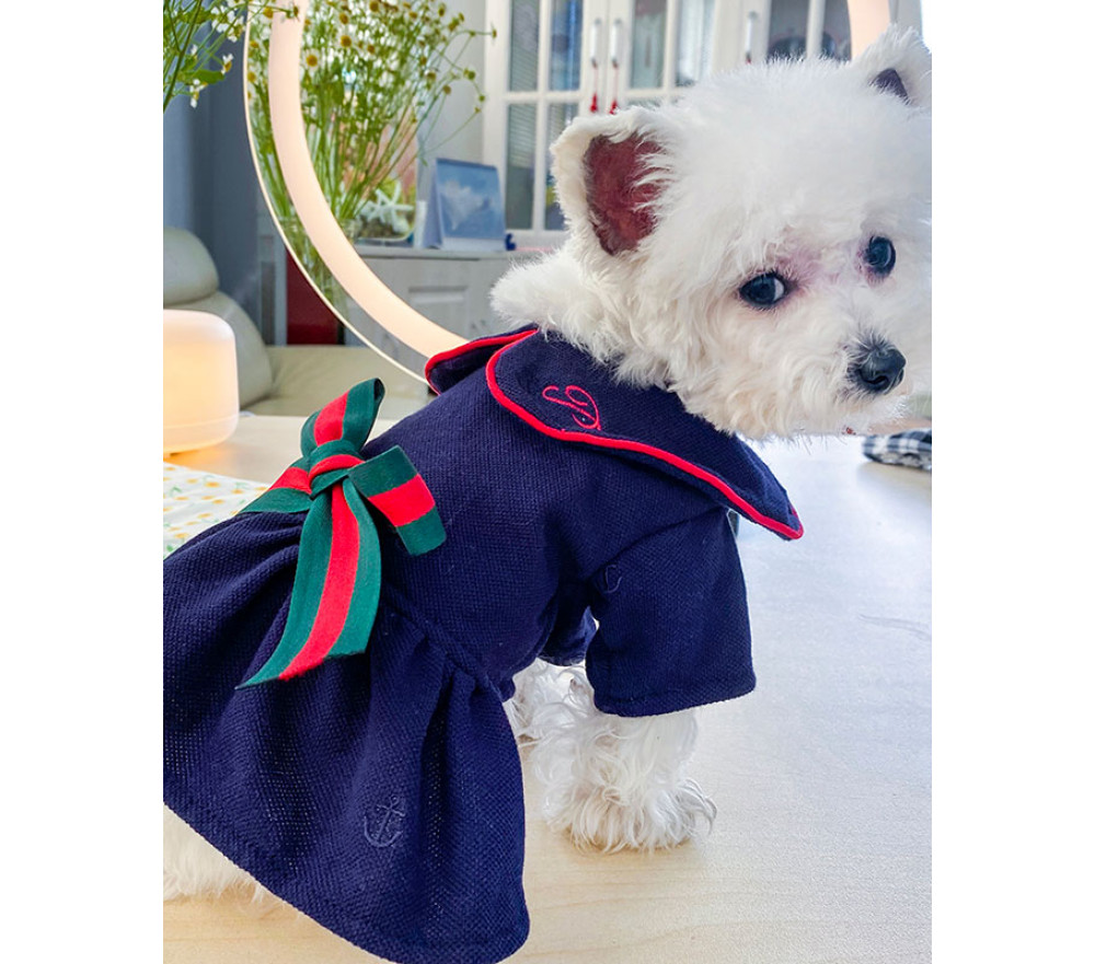 Christmas Bow Princess Dress Dog Clothes
