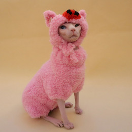 Pink Coral Fleece Cute Pig Warm Cat Clothing
