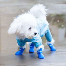 4-Pairs Dog Rain Boots Rubber Waterproof Dog Shoes