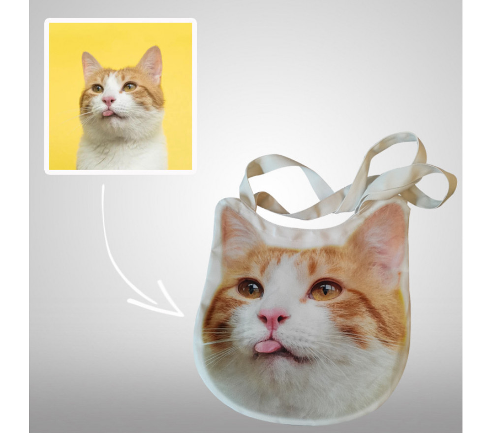 Cat Dog Photo Personalized Tote Bags Custom Printed Canvas Bag