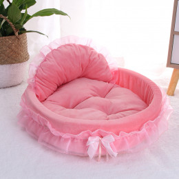 2-pcs Princess Cat Bed Lace Cute Pink Dog Bed
