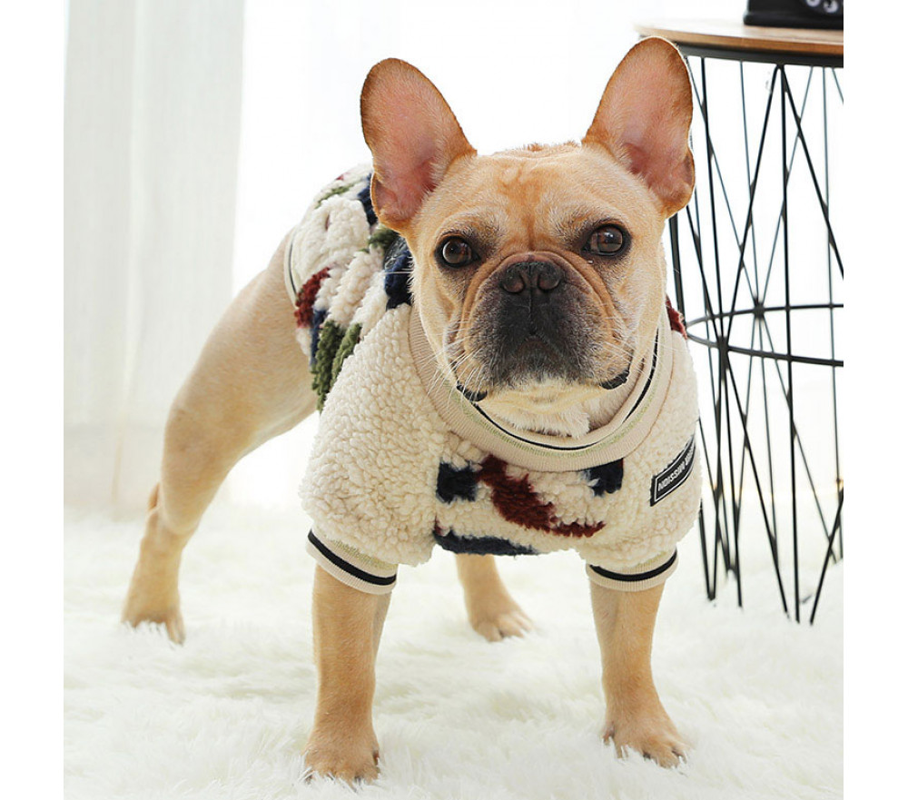 Camouflage Plush Warm Dog Coat with Zipper