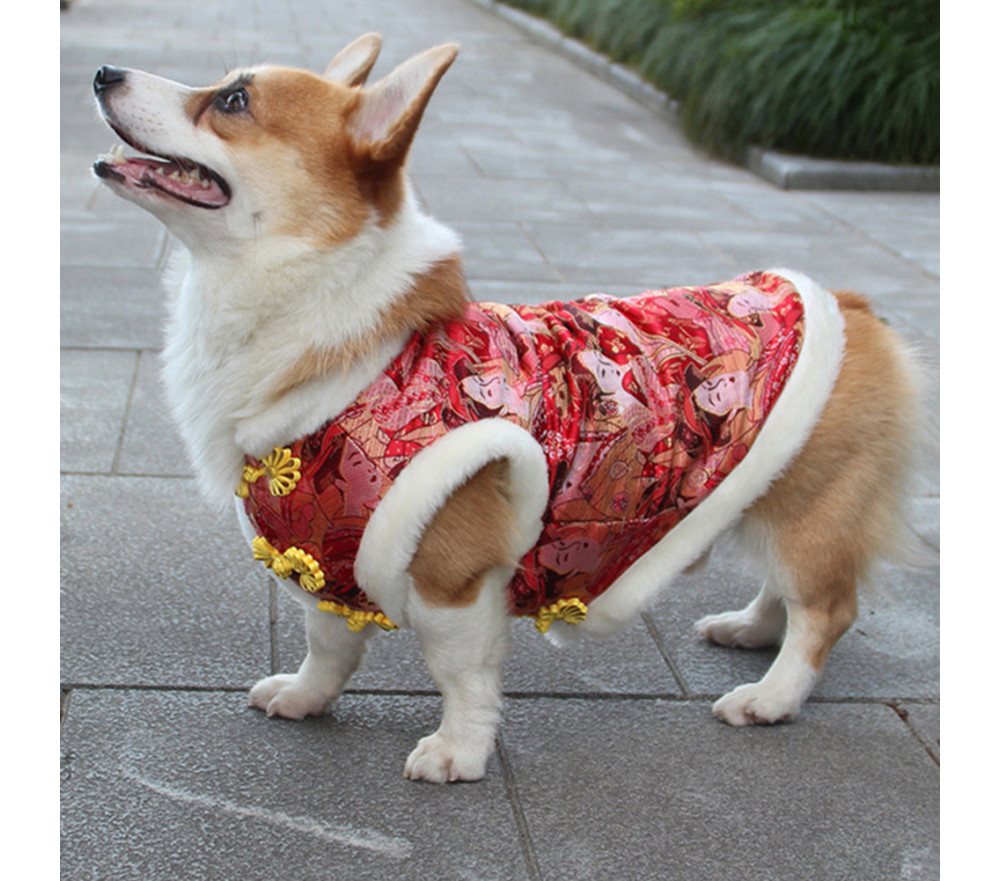 Traditional Chinese Cheongsam Winter Dog Coat Vest Jacket