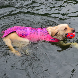 Pink Mermaid Dog Life Jacket with Rescue Handle
