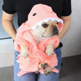 3-pcs Dog Bathrobe Hooded Bath Towel Drying Shark Robe