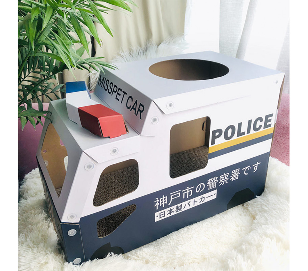 Cute Scratching Post Police Car Cat Scratch Box Cardboard