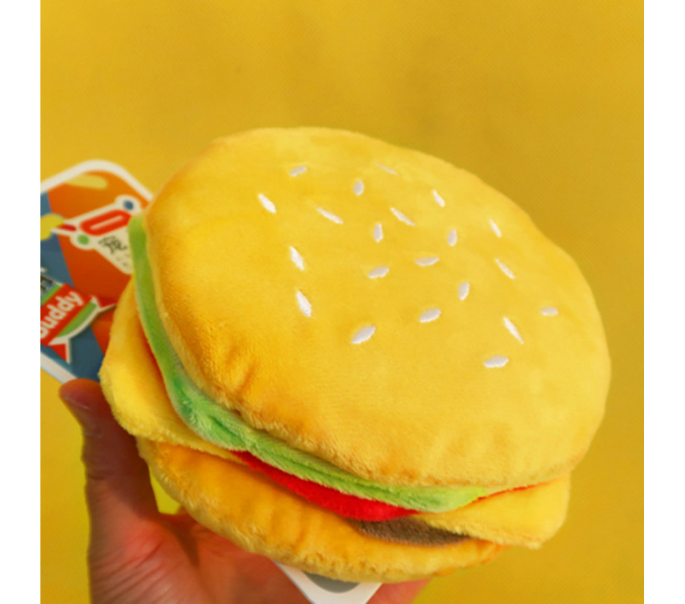 Happy Fast Food Cheeseburger Plush Chew Toy
