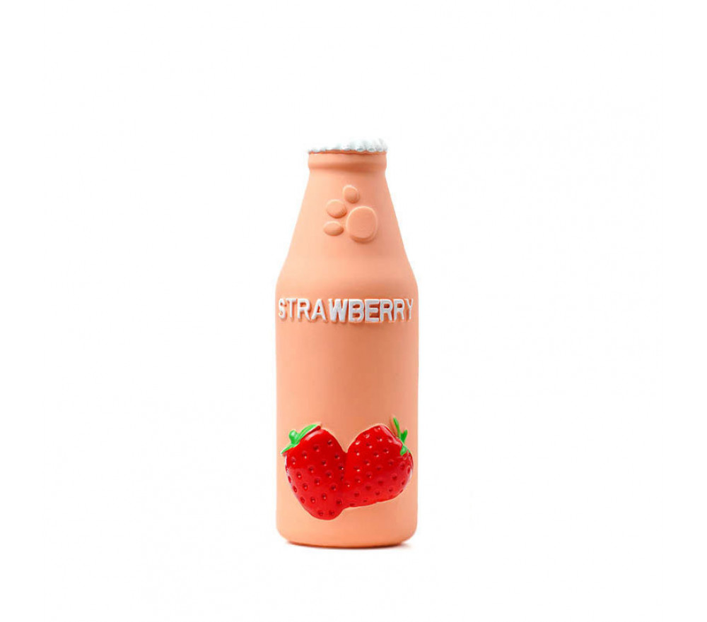 Fruity Strawberry Bottle Sounding Chew Dog Toy