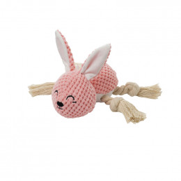 Pink Rabbit Dog Squeaky Toy Plush Stuffed Chew Toy