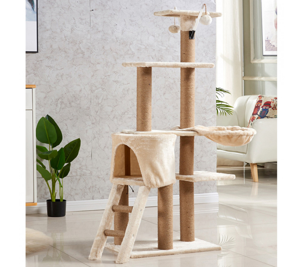 Carpet Cat Climbing Tree House Luxury Scratching Post with Stairs