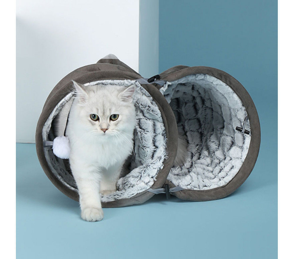 Foldable Soft Plush Cat Tunnel