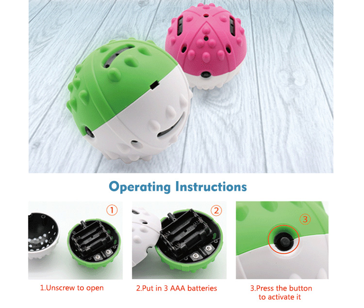 3 AAA batteries, easy swith to play, smart ball for dogs, best indestructible dog ball